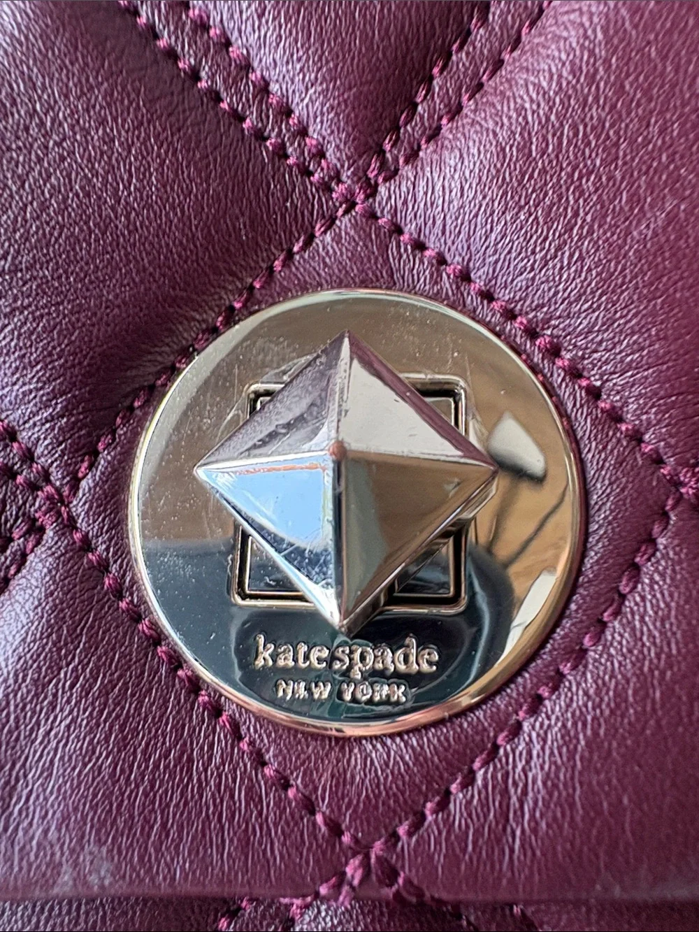 kate spade Quilted Burgundy Leather Chain Shoulder Bag
